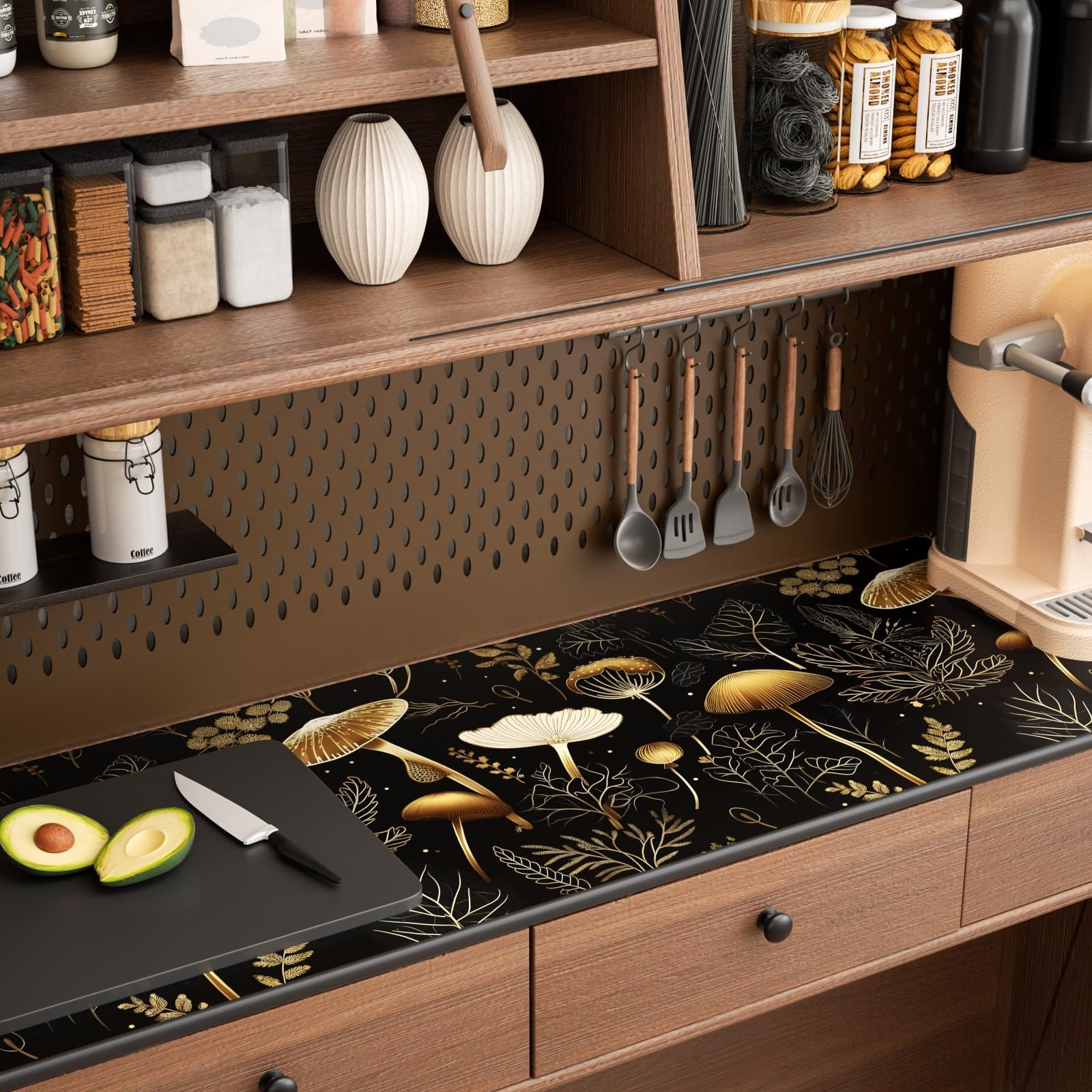 Laatse kitchen backsplash setup suggests simple transformation with a resilient vinyl surface.