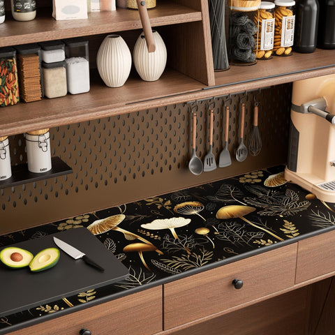 Laatse kitchen backsplash setup suggests simple transformation with a resilient vinyl surface.