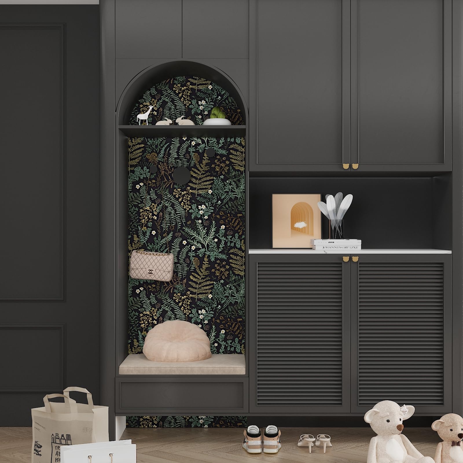 Laatse fern leaf repeat pattern aligns seamlessly for flawless decor