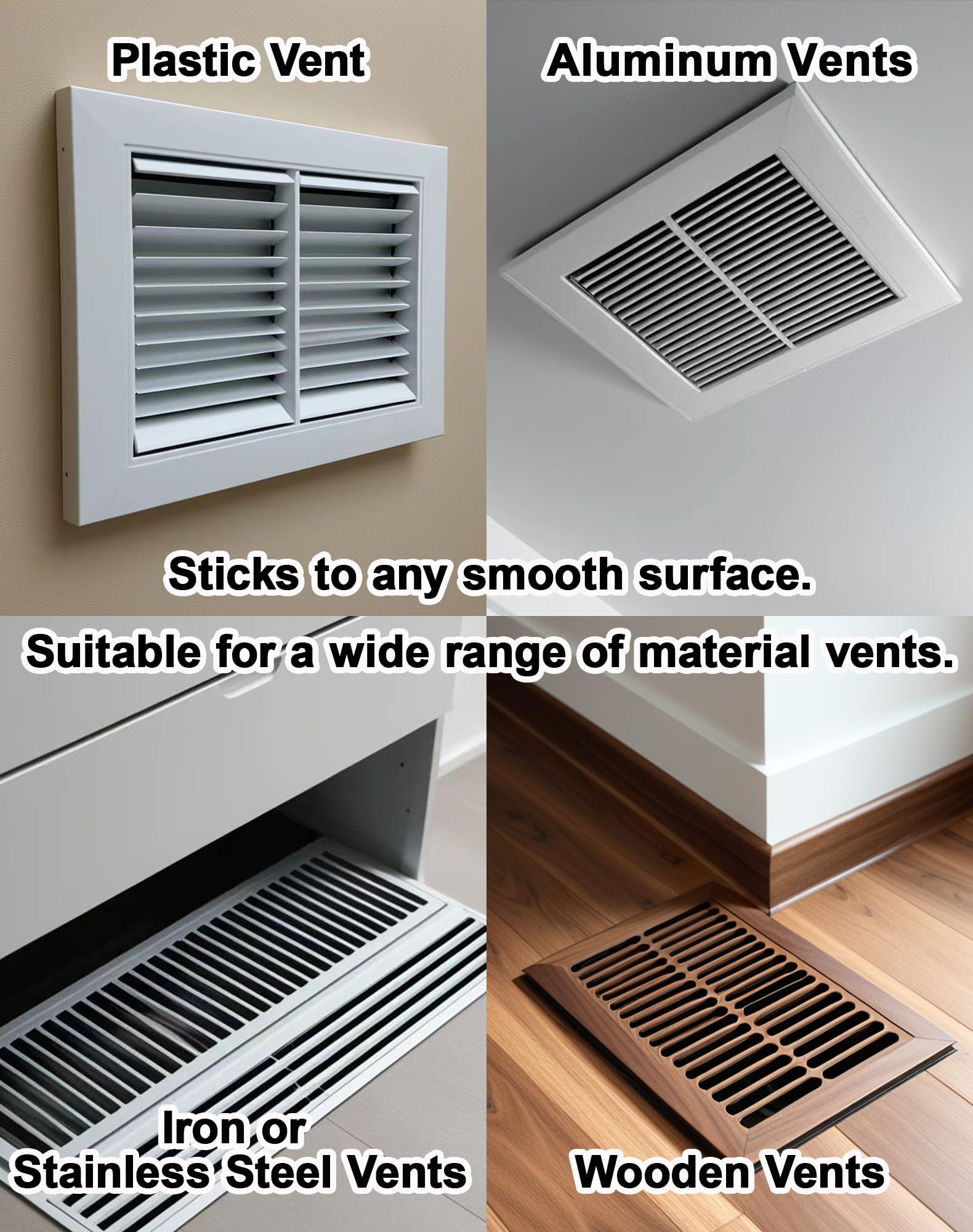A ANYSSI nano adhesive sticks to plastic, metal, or ceramic vents.
