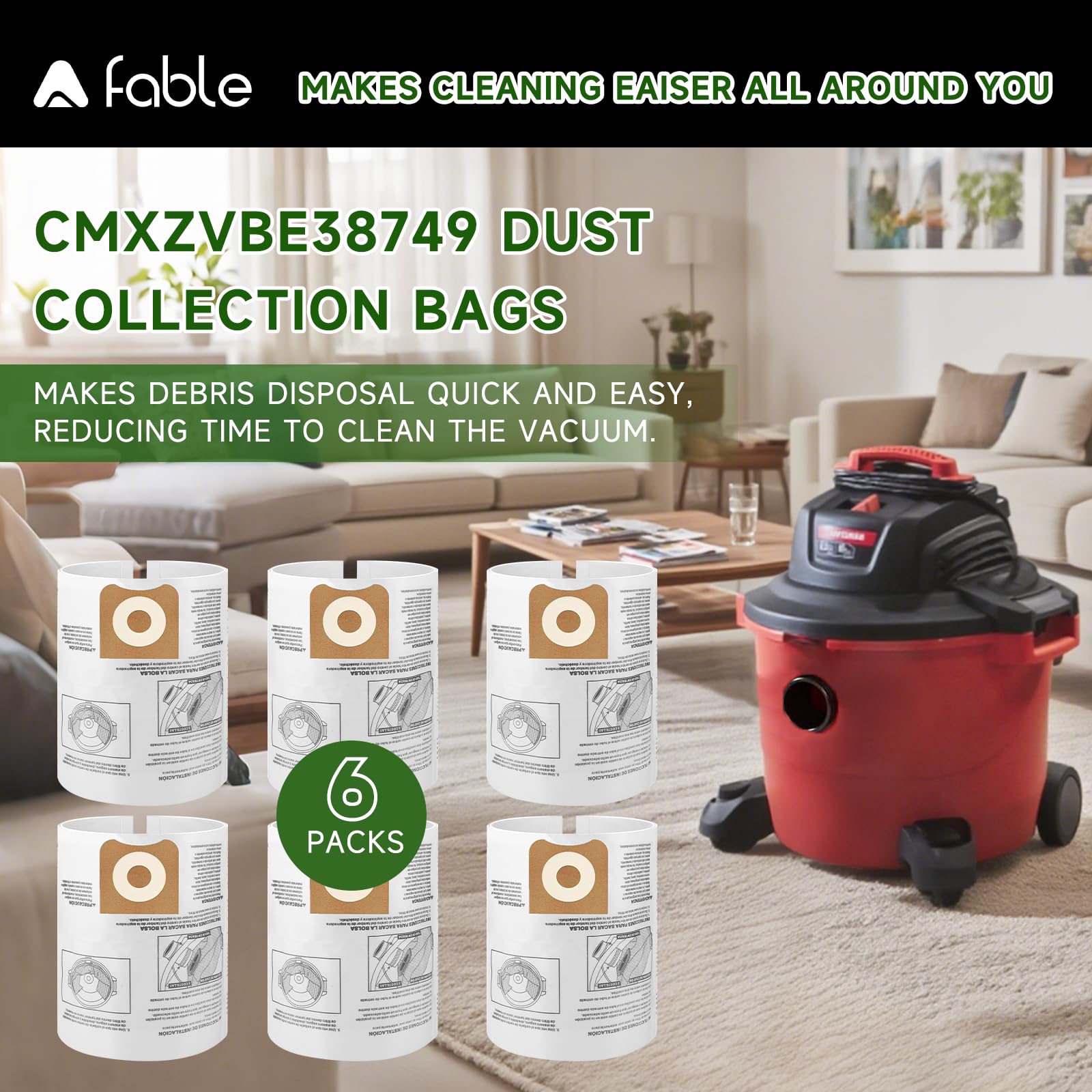 A Fable packaging view displaying a six-bag set for replacement cycles.