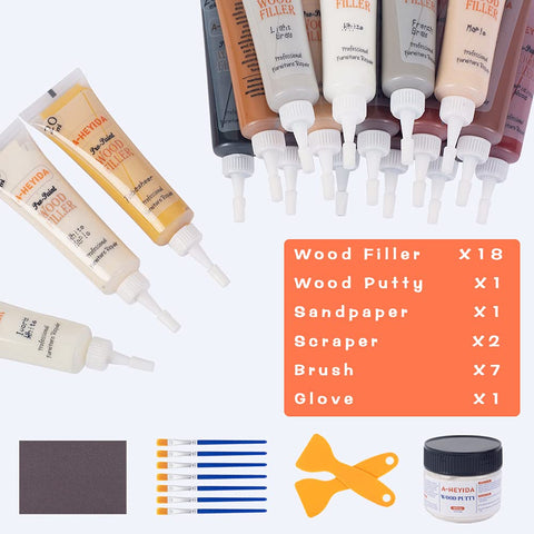 A-HEYIDA 18-color filler array enables precise matches on various woods