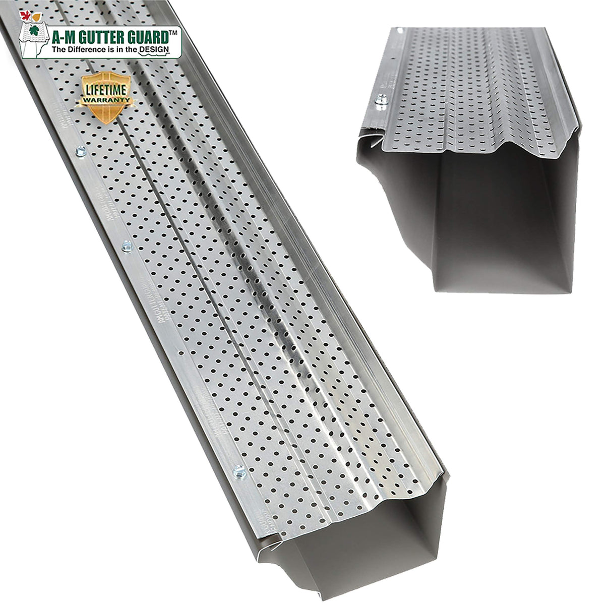 A-M Gutter Guard heavy-duty aluminum protects gutters from leaves and debris