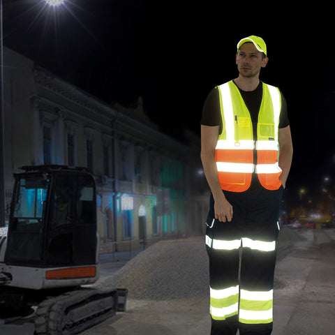 A-SAFETY Enhanced Visibility Vest reflective-strips focus communicates high-visibility for night runs.