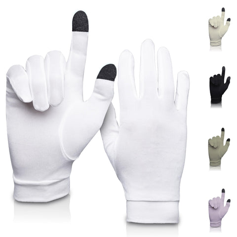A Touch of Silk pure silk glove liner on hand for silky comfort and precise touchscreen use.