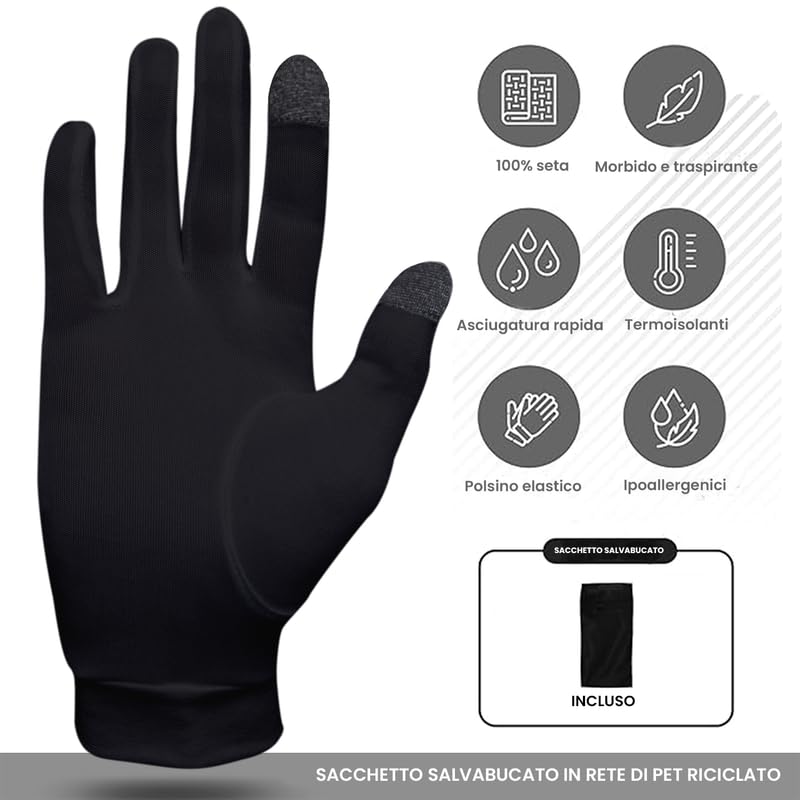 A Touch of Silk Glove Liners worn while using a touchscreen for easy navigation.