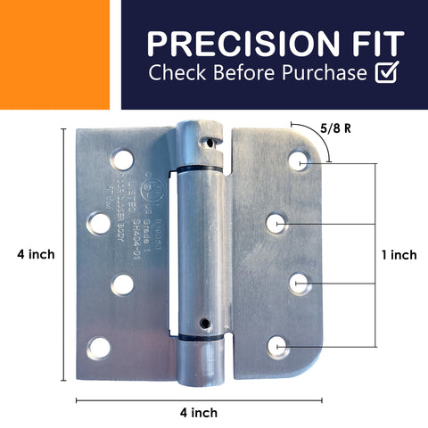 Close-up of A1 ProGuard brushed nickel 3-pack hinges