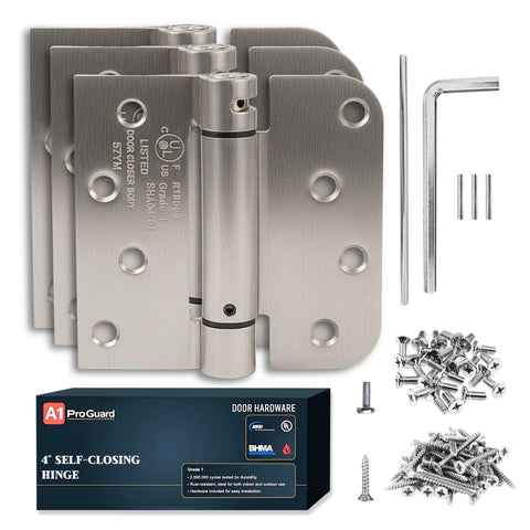 A1 ProGuard 4-inch self-closing hinge in brushed nickel for easy door closure