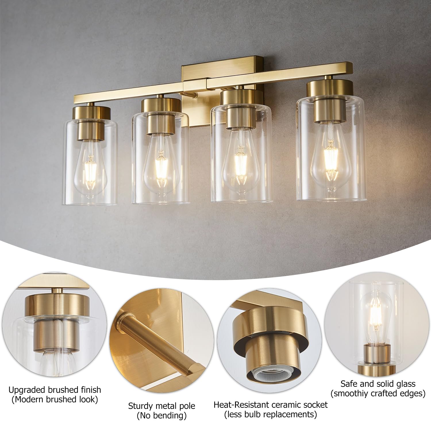 A1A9 25.2-inch fixture fits most mirrors for balanced illumination.