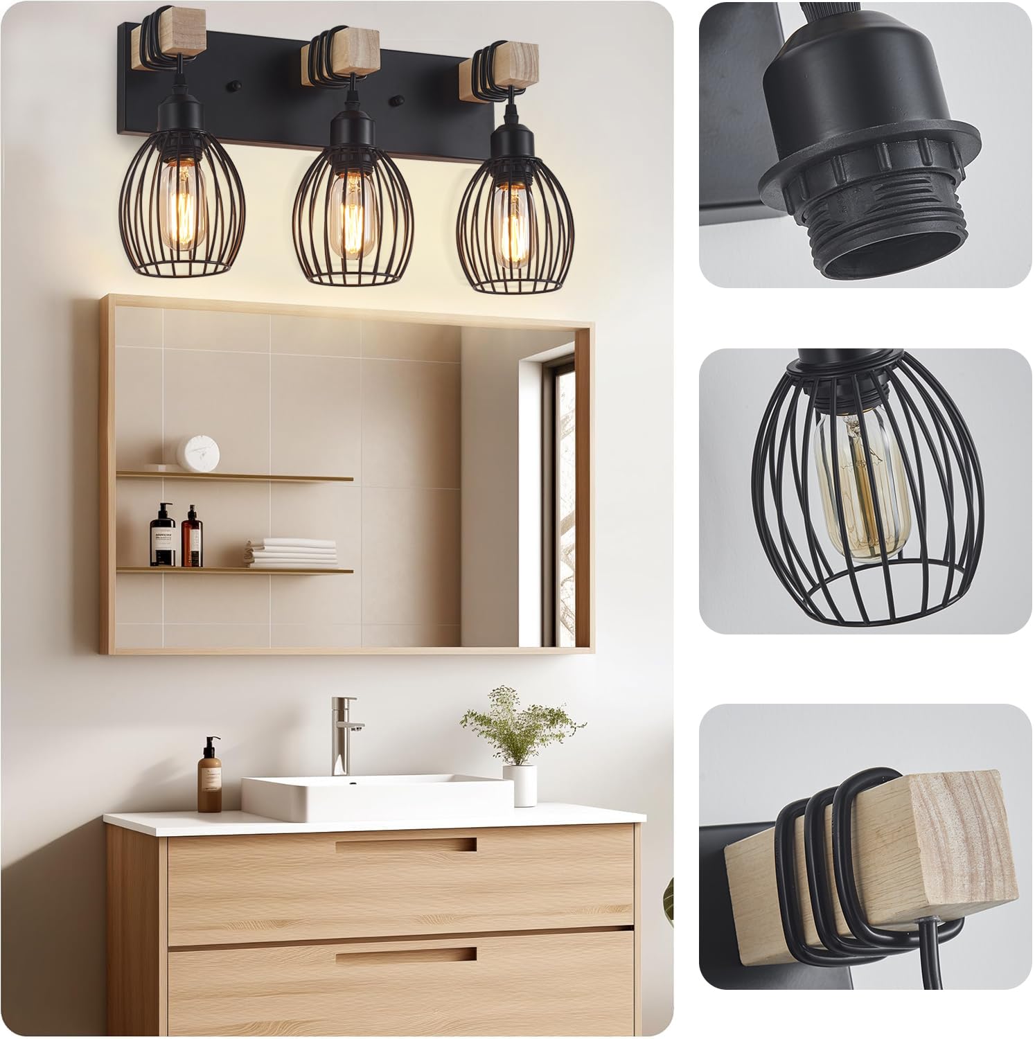 A1A9 industrial black vanity light over mirror provides versatile space lighting