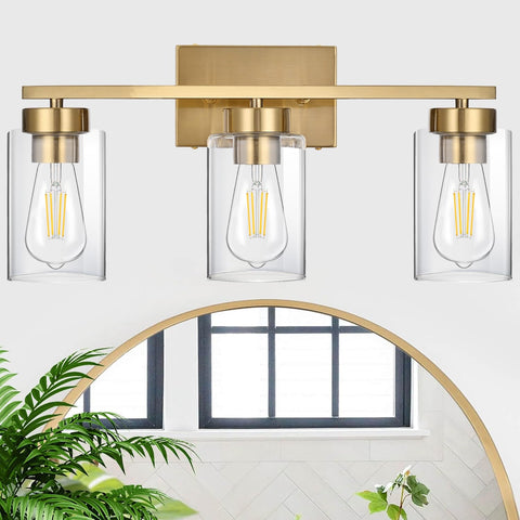 A1A9 wide vanity light complements larger mirrors and spaces.