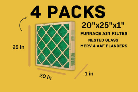 AA Flanders 20x25x1 four-pack packaging for easy replacements