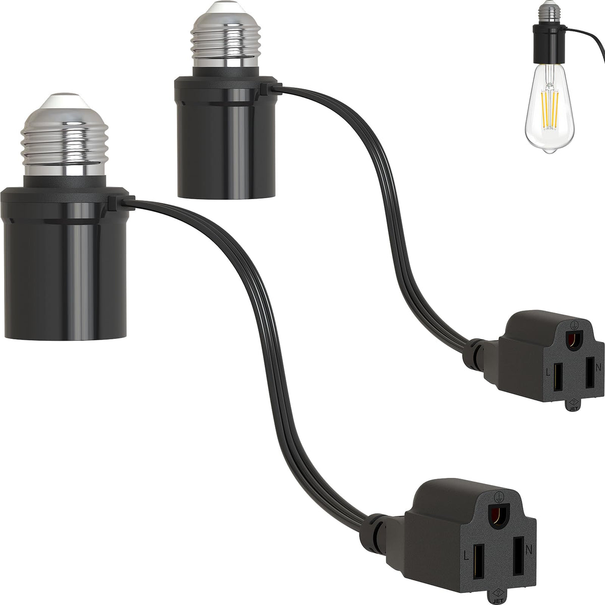 Aaeytby 3-in-1 light socket adapter with dual sockets for flexible power options.
