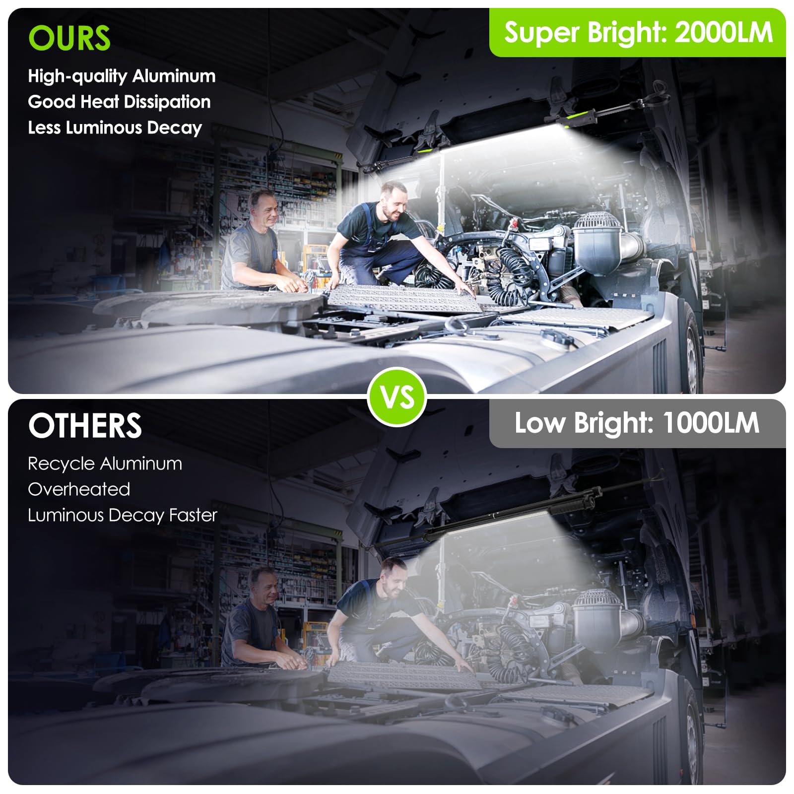 Aaleds magnetic attachments secure the light to iron surfaces.