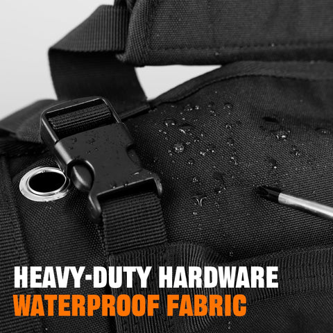 AASTT heavy-duty waterproof fabric resists wear on job sites.
