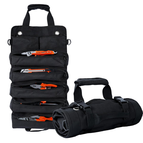 AASTT portable foldable tool bag rolled securely for on-the-go organization.
