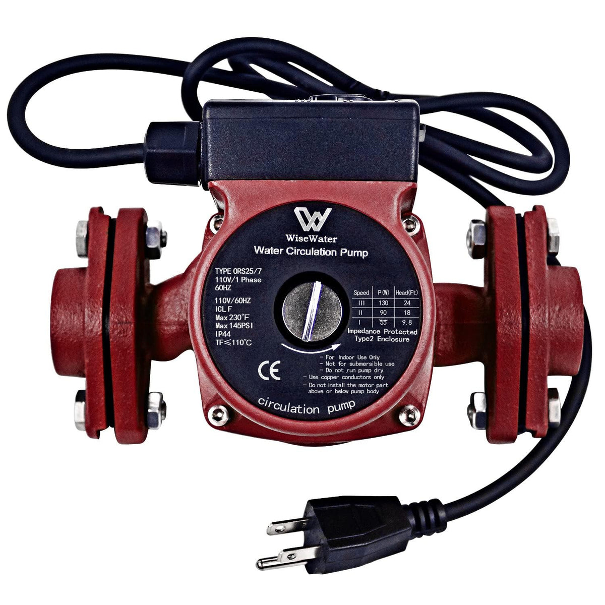 AB 110V circulation pump front view showing compact design for versatile home heating