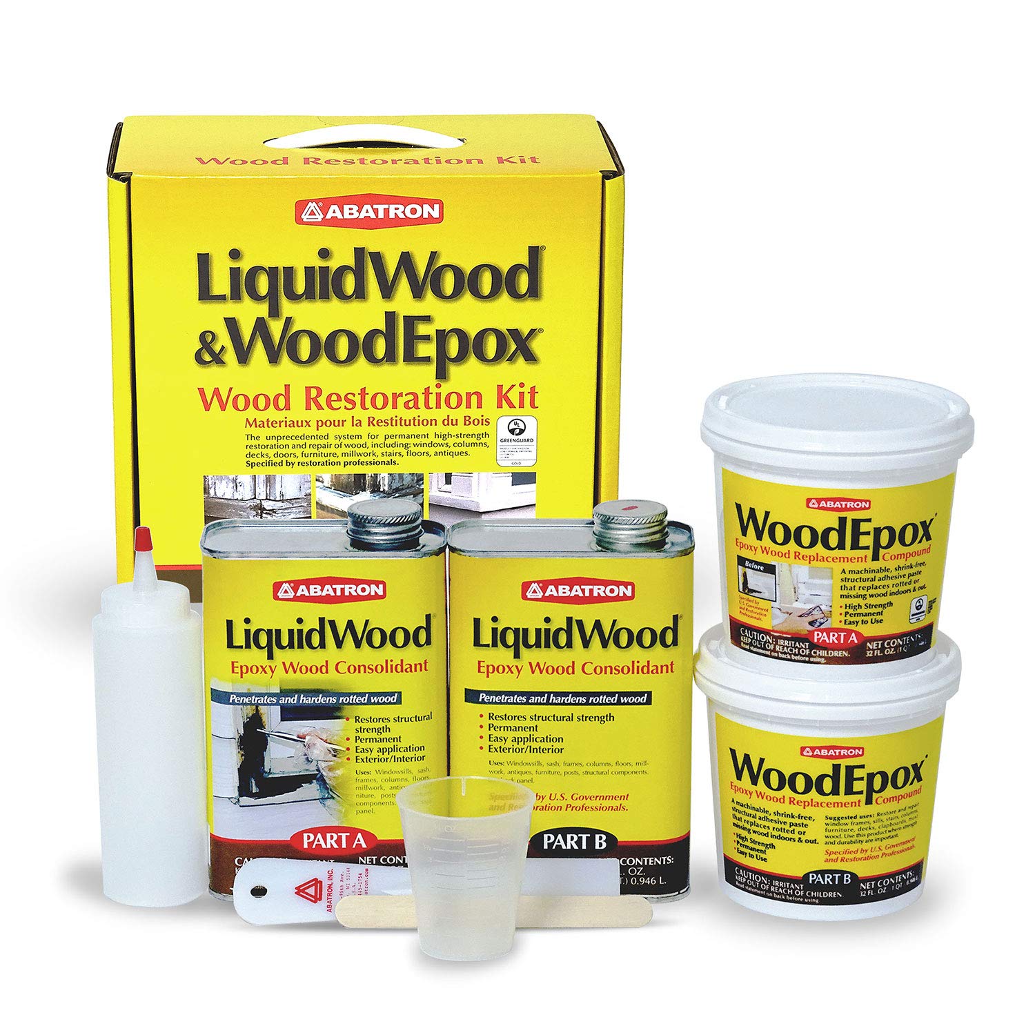 Abatron LiquidWood epoxy resin hardening damaged wood for durable repairs.