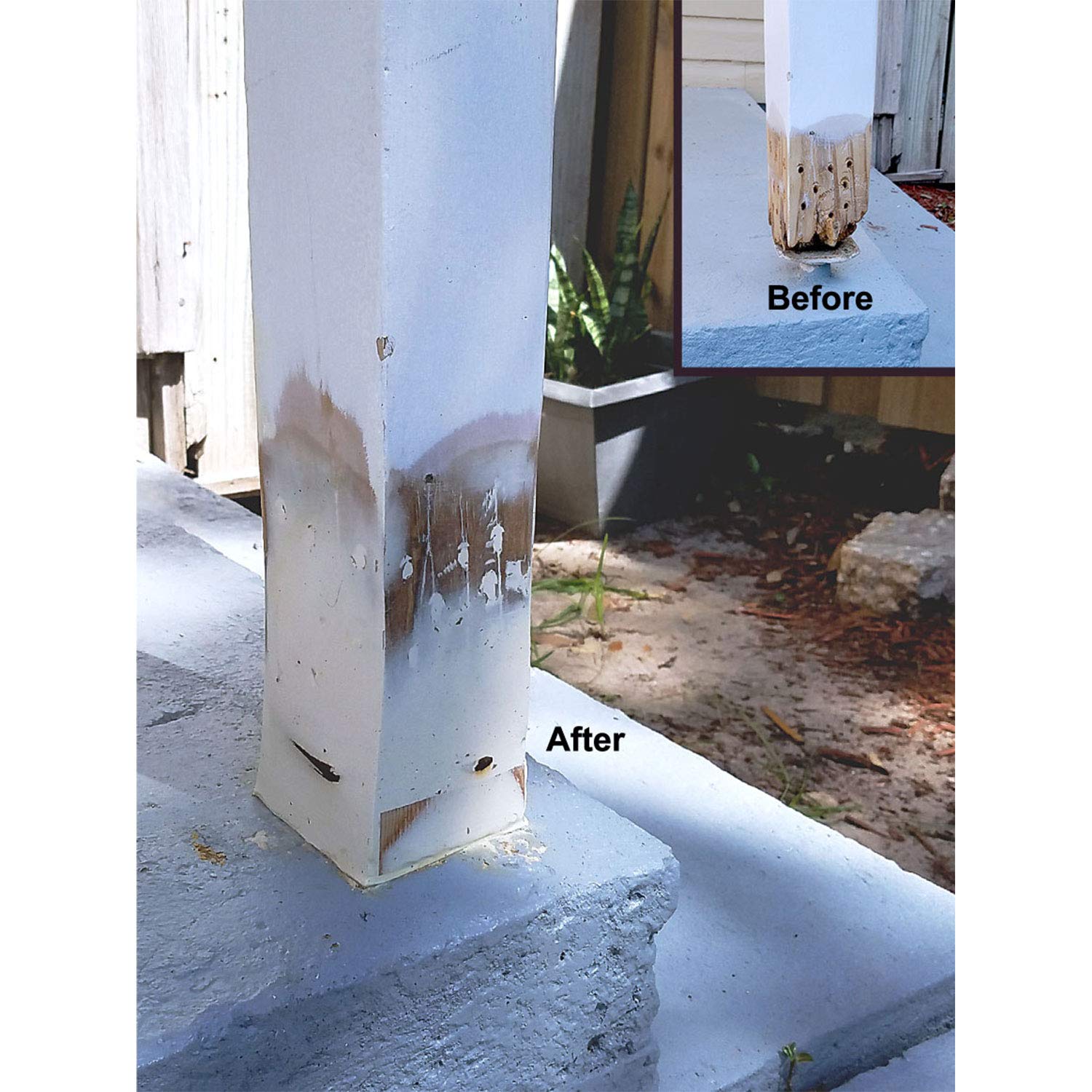 Abatron WoodEpox Kit application sample for repair.