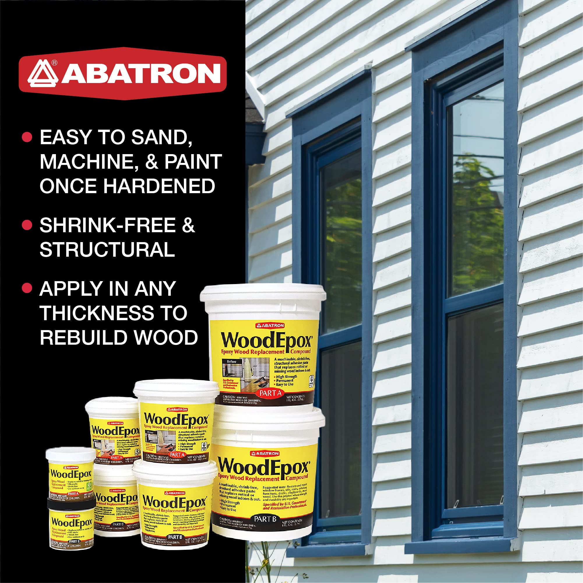 Abatron WoodEpox Kit applying on wood showing easy hand-use.