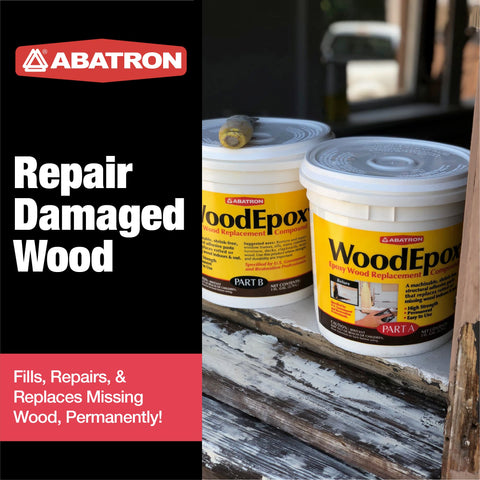 Abatron WoodEpox Kit mixing paste with 20–30 minute working time.