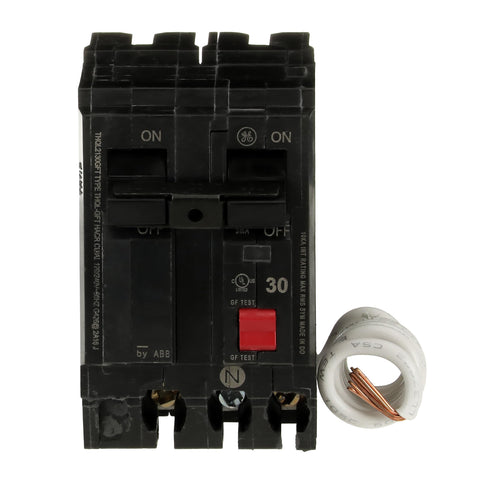 ABB THQL2130GFTP front view, compact 30A double-pole GFCI protection
