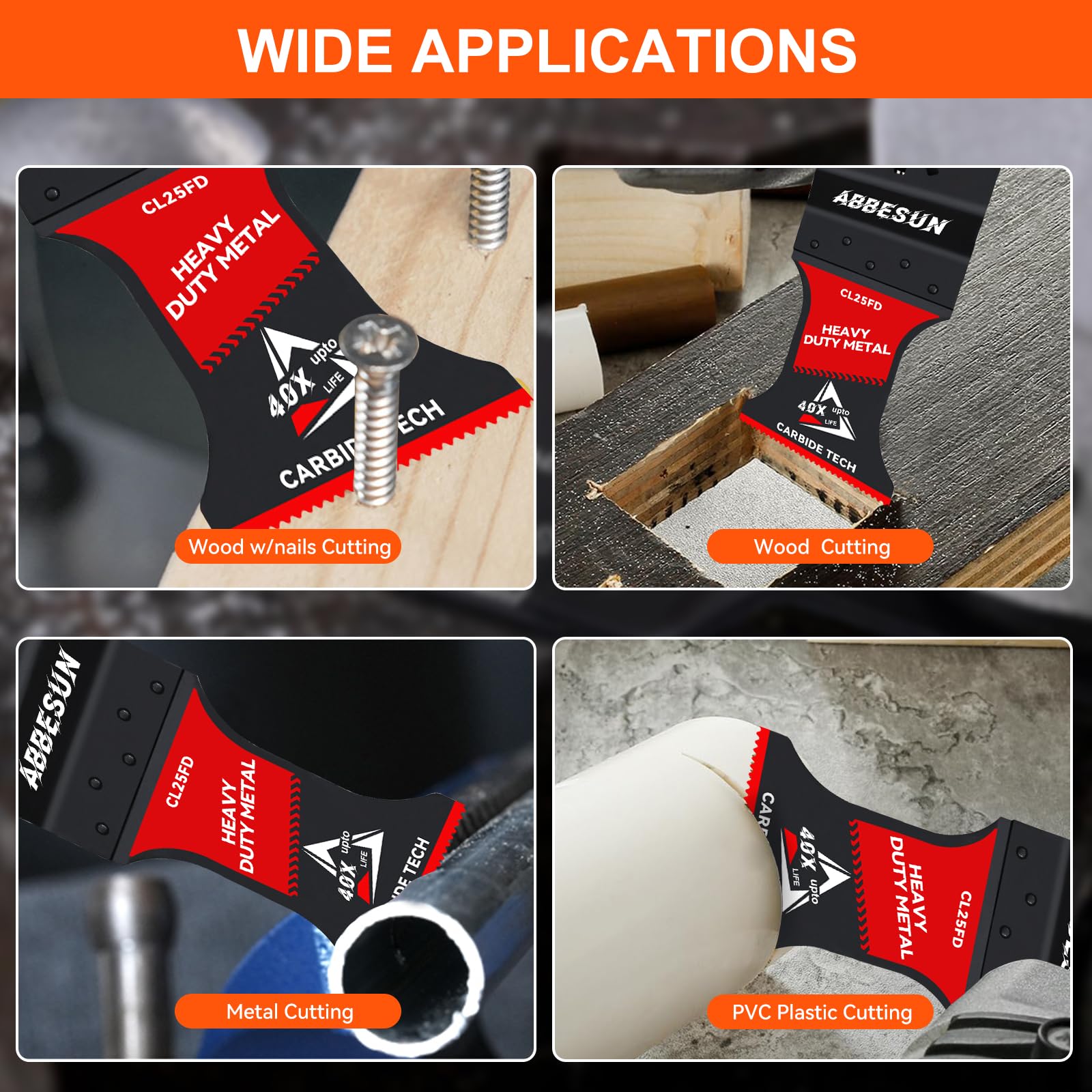 Abbesun 4-pack carbide blades ready for multiple projects and long work sessions.