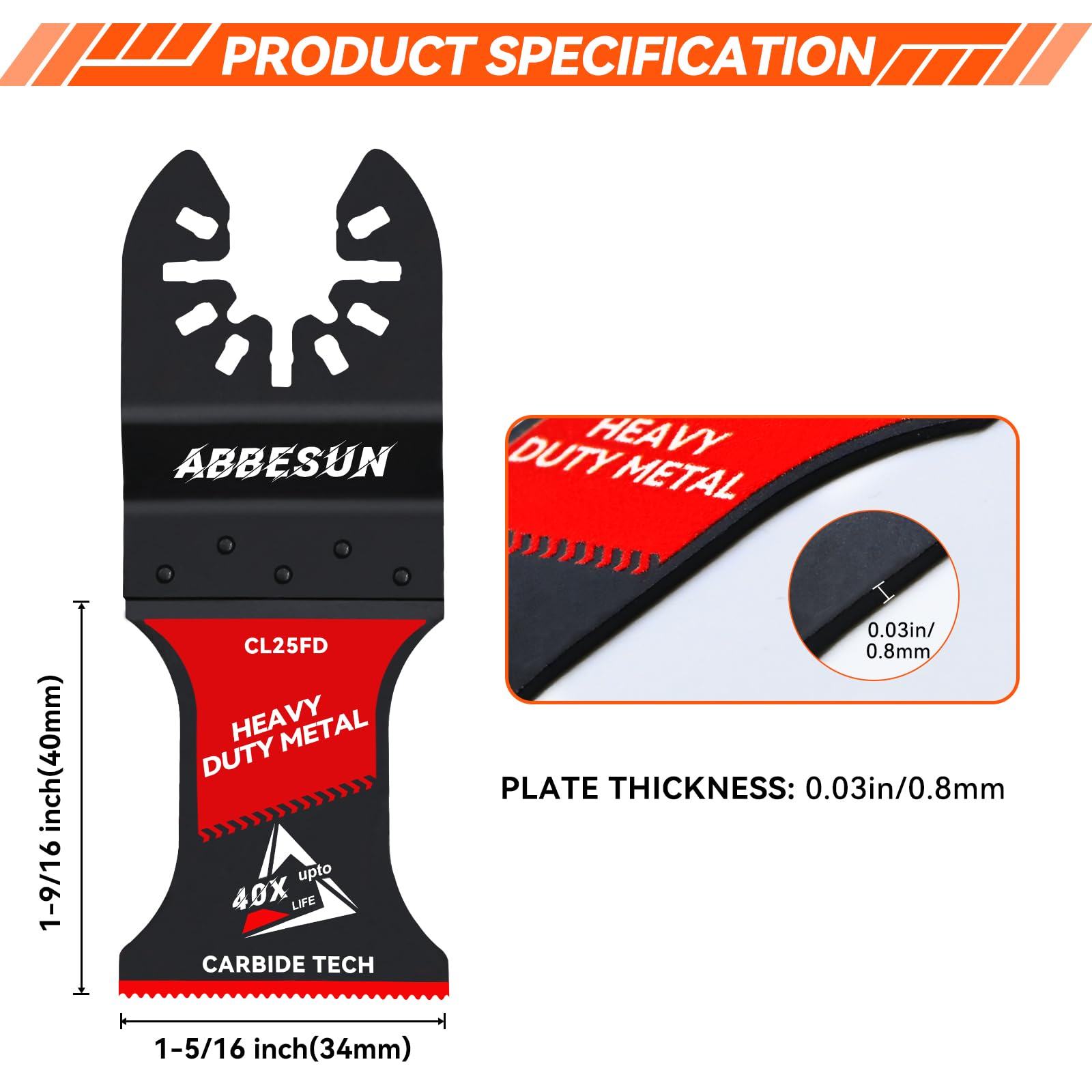 Abbesun carbide blade for hardened metal, enabling precise cuts through bolts and sheet metal.
