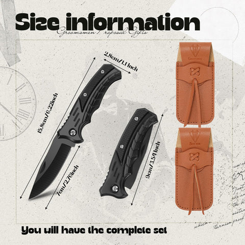 Abbylike pocket knife with leather sheath offers safe, portable storage.