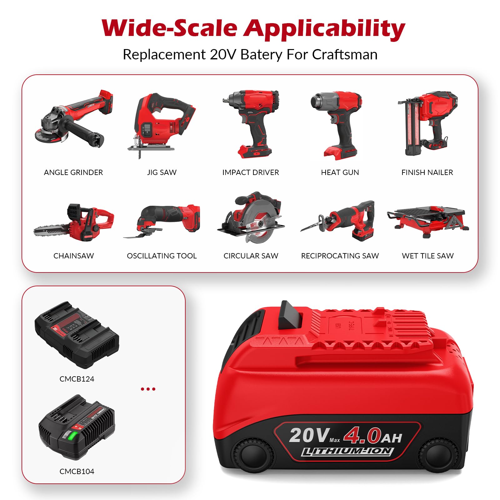 Abeden battery in use with Craftsman tools for reliable power.