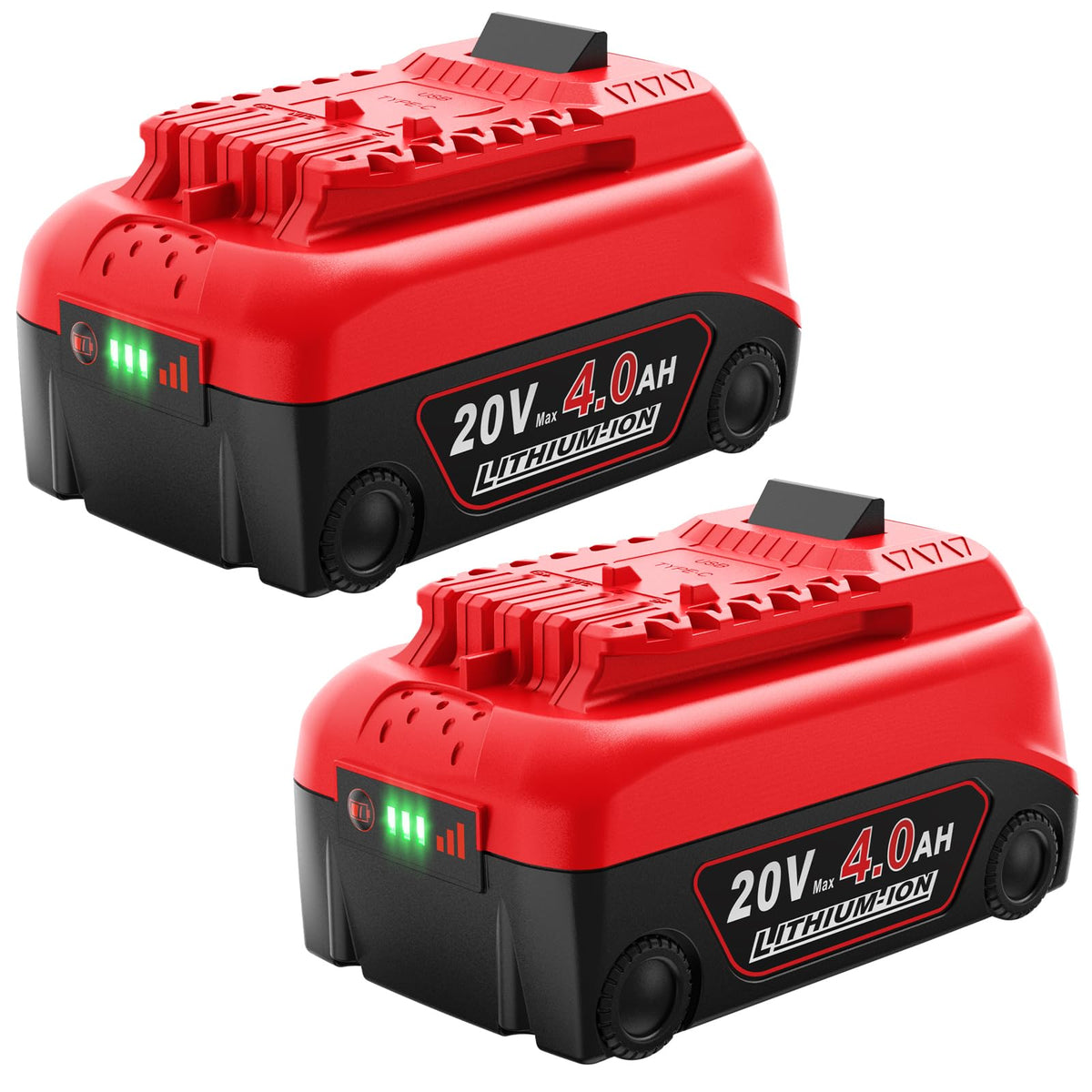 Abeden Craftsman 20V 4.0Ah battery two-pack front view for longer tool runs.