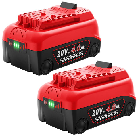 Abeden Craftsman 20V 4.0Ah battery two-pack front view for longer tool runs.