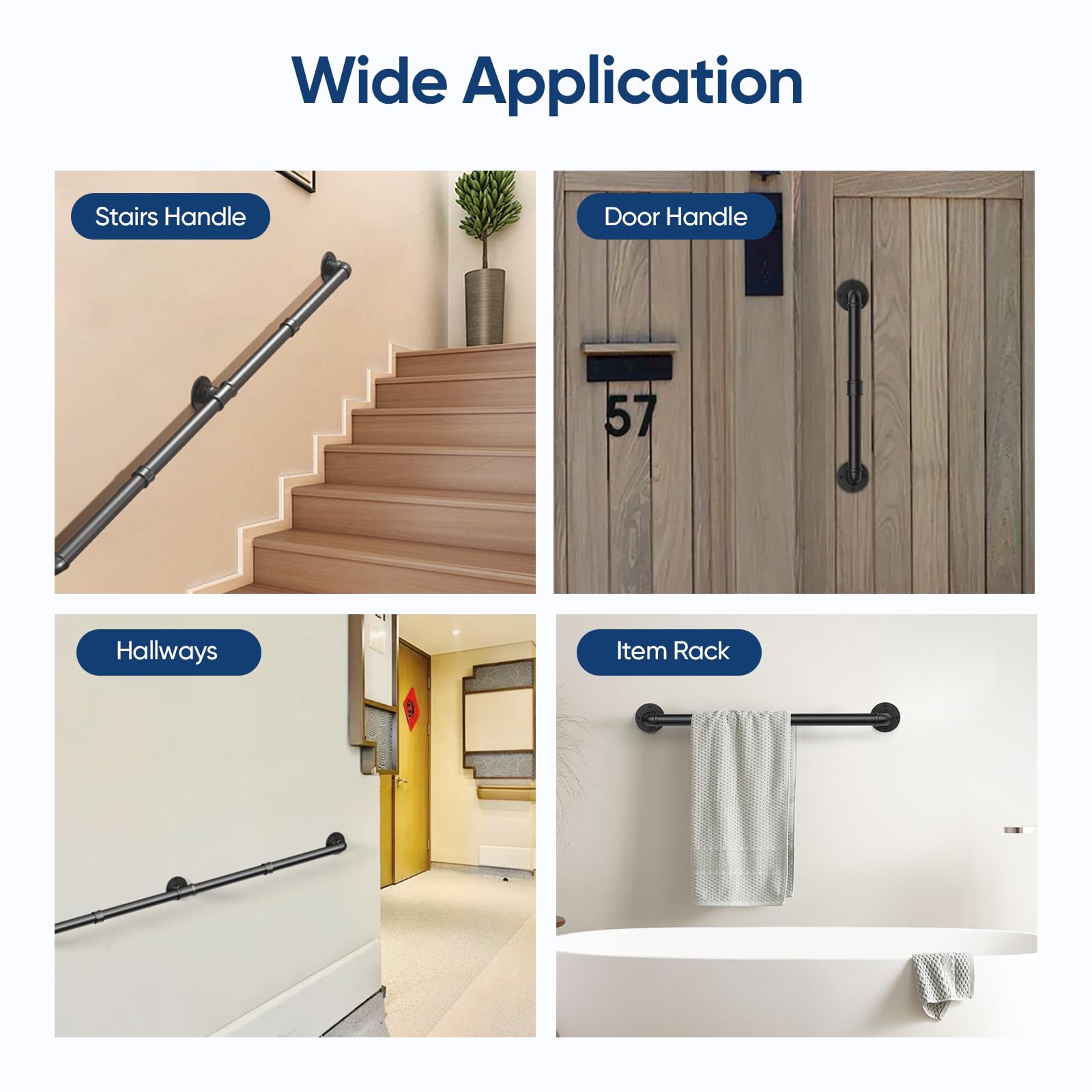 Abiglifty installation set includes pipes, connectors, flange plates, and screws.