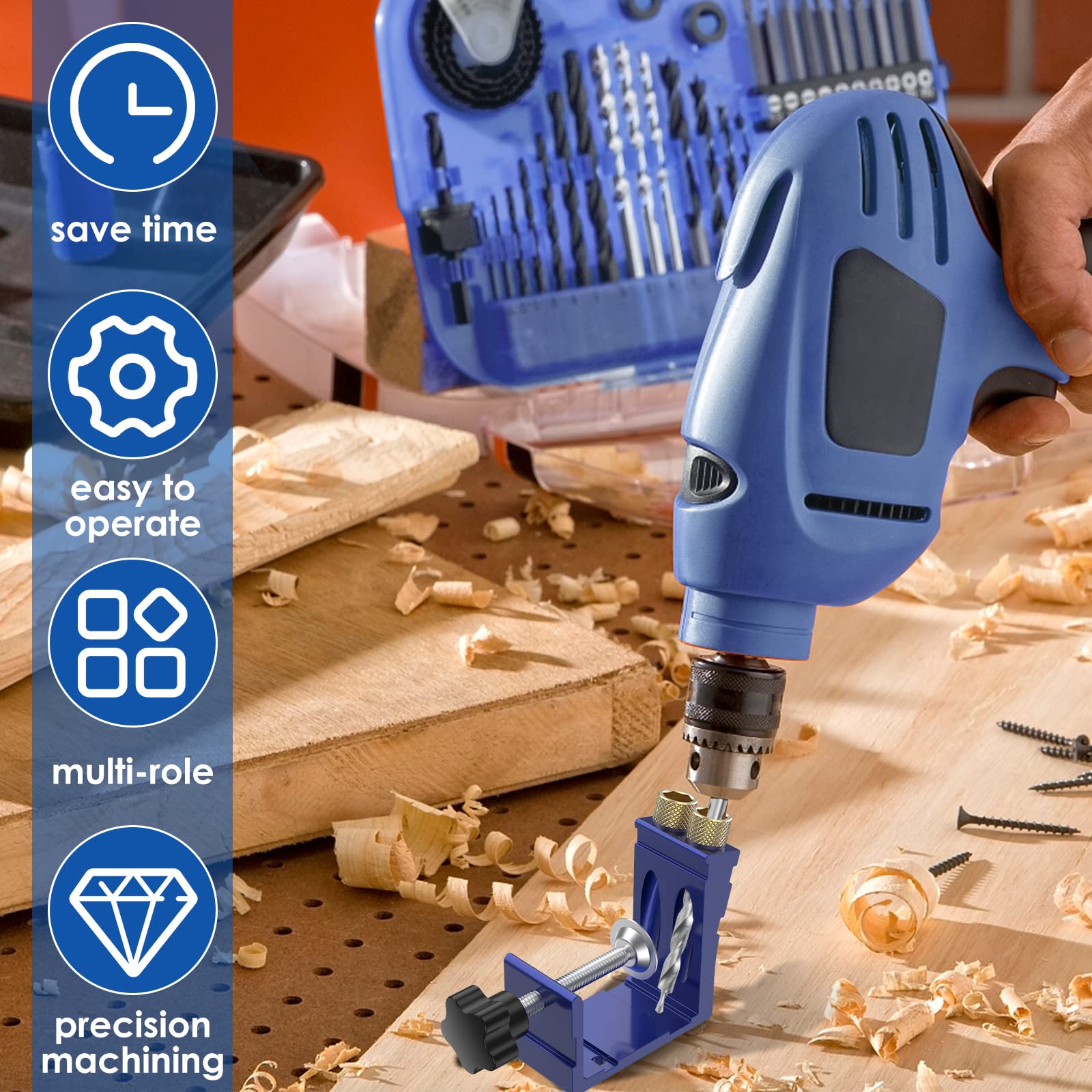 Abizarch hex wrench provides quick adjustments on the jig.