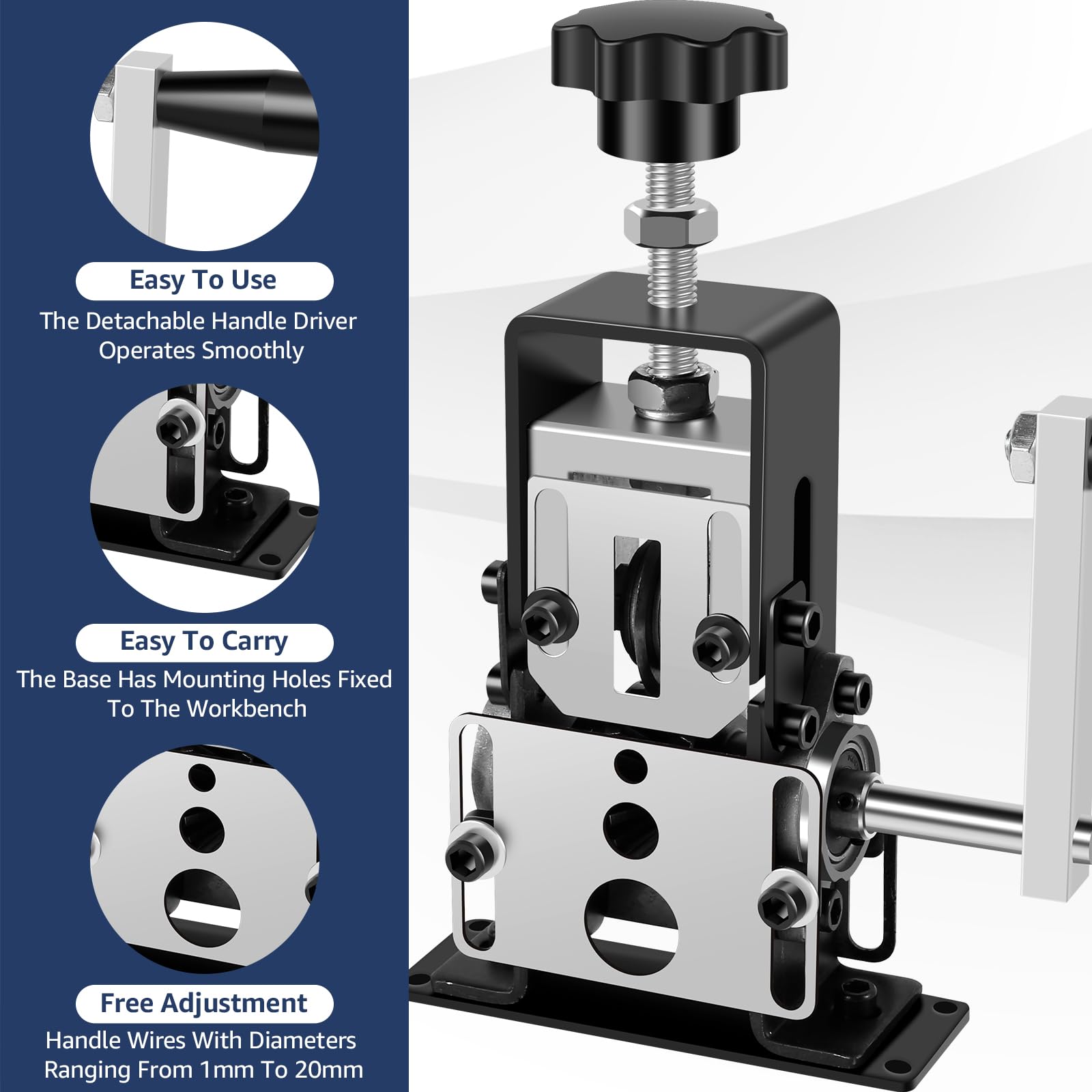 Abizarch wire stripper with handle driver enables easy manual operation