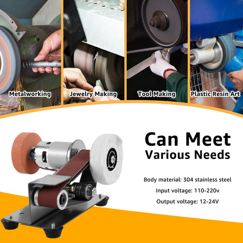 Abizarch Mini Belt Sander in operation on metal surface, delivering smooth results