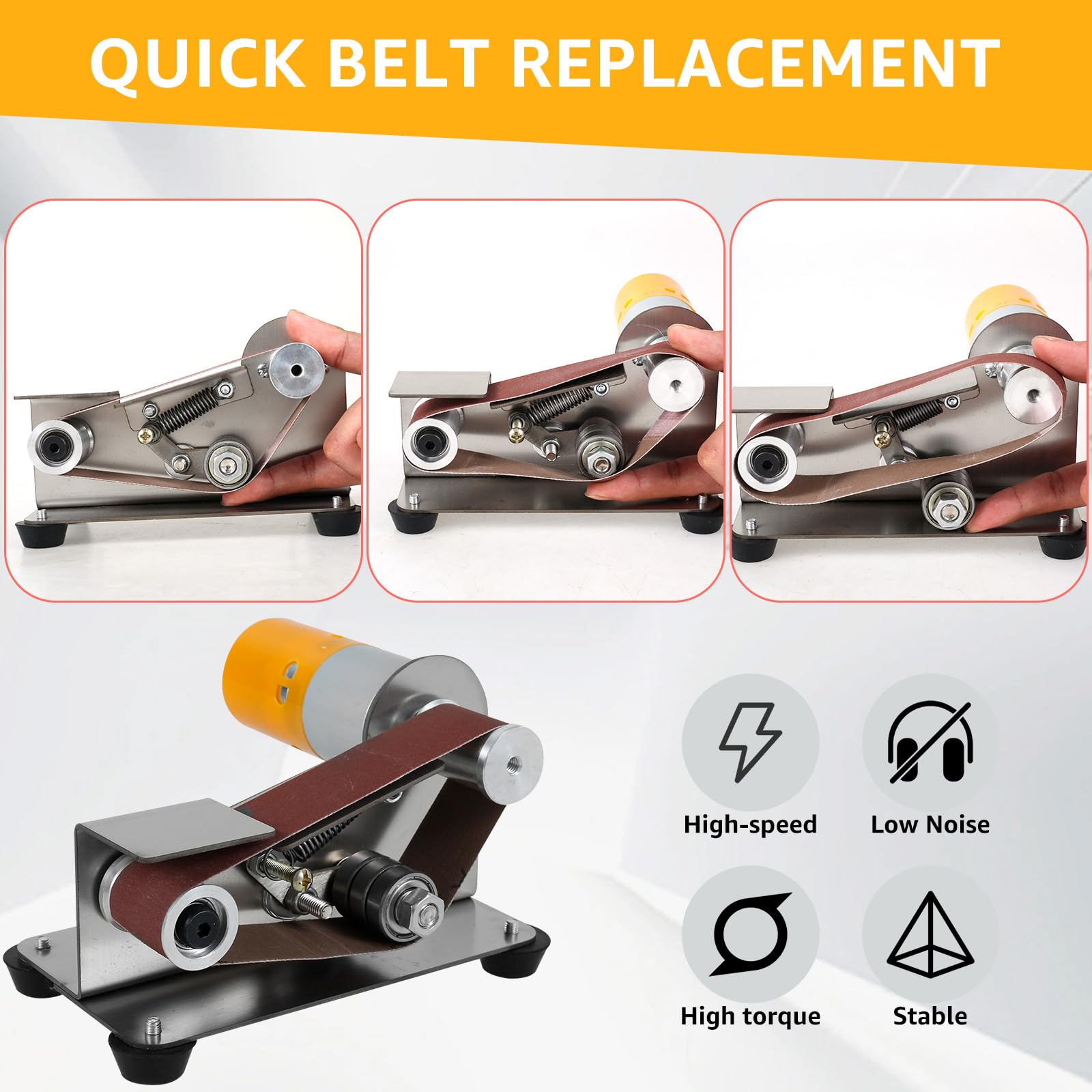 Abizarch Mini Belt Sander kit accessories, ready for immediate DIY use