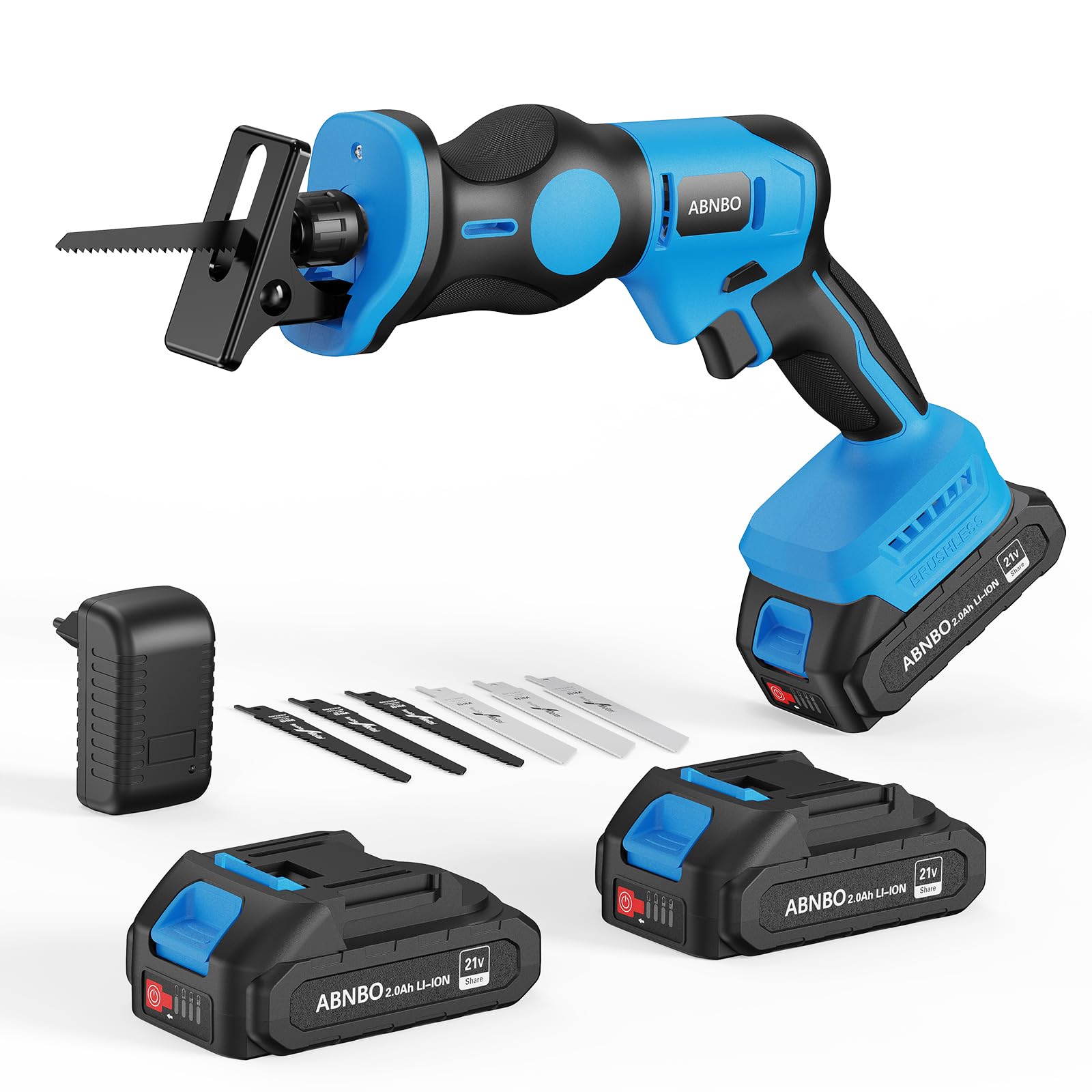 ABNBO 20V cordless reciprocating saw with dual batteries for extended runtime