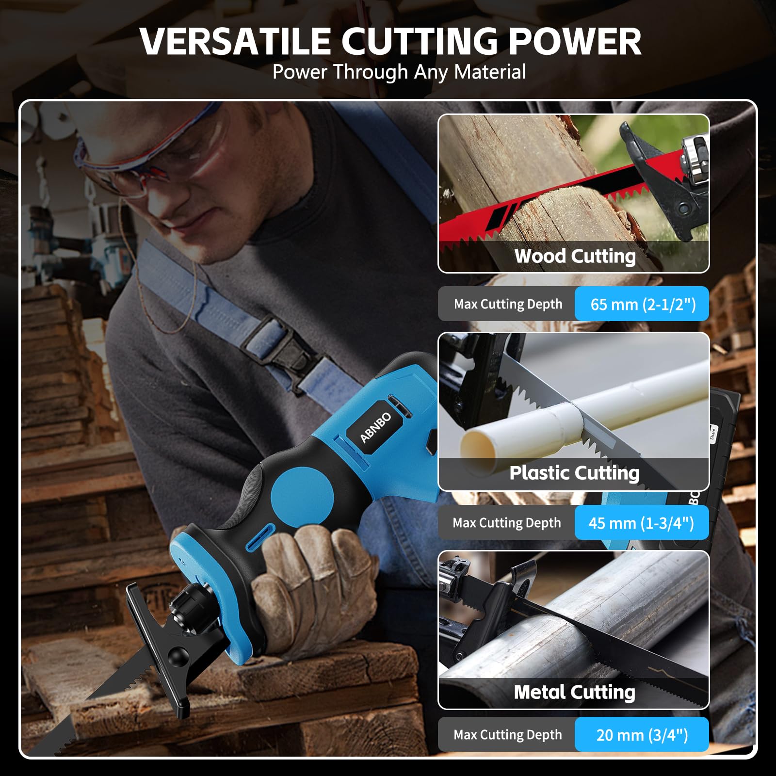 ABNBO six-blade set ready for wood, metal, and PVC projects