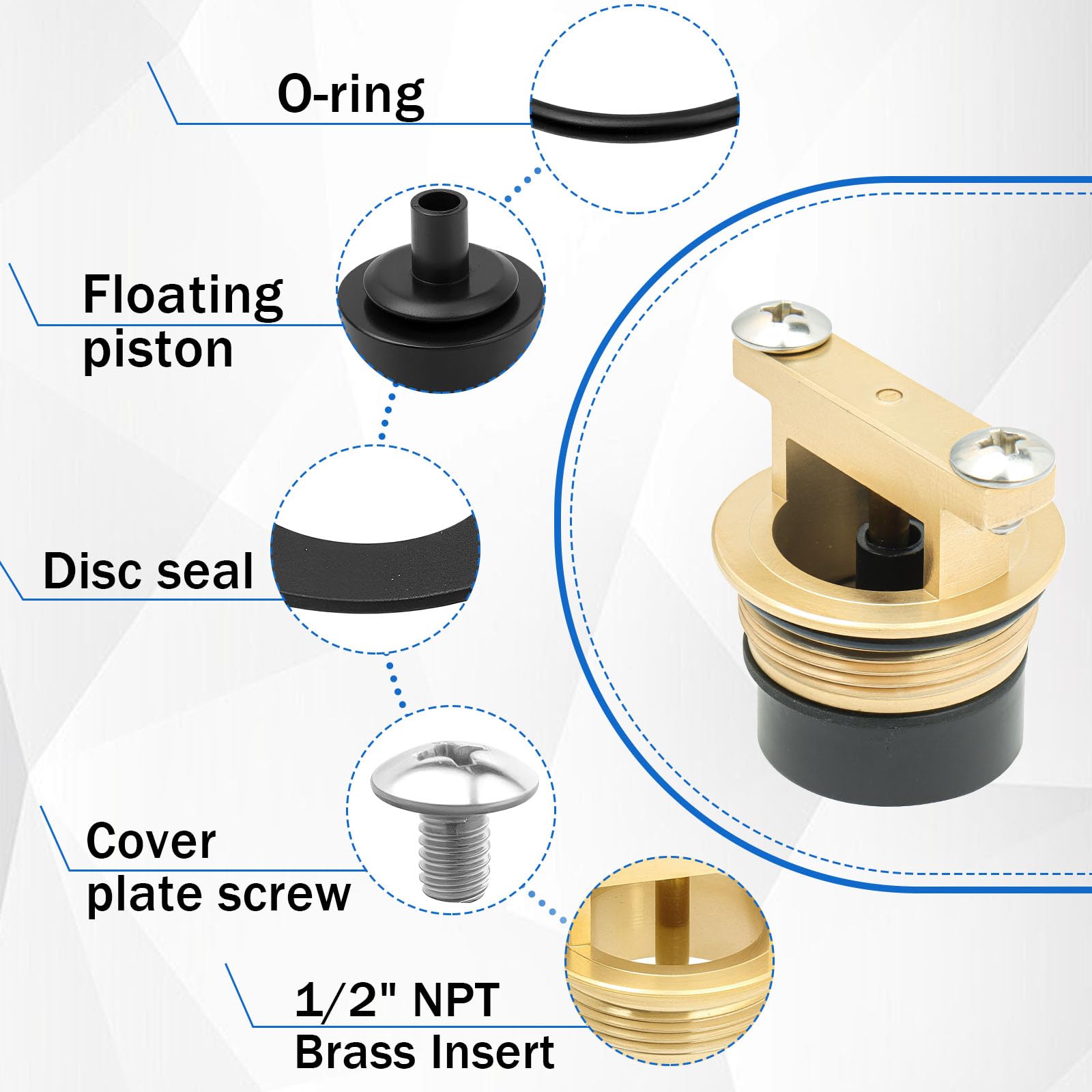 Abode B-0969-RK01 brass construction highlights corrosion resistance.