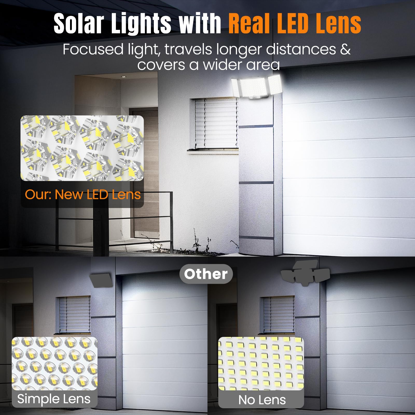 ABODONG three-head design with curved light body for wider illumination.