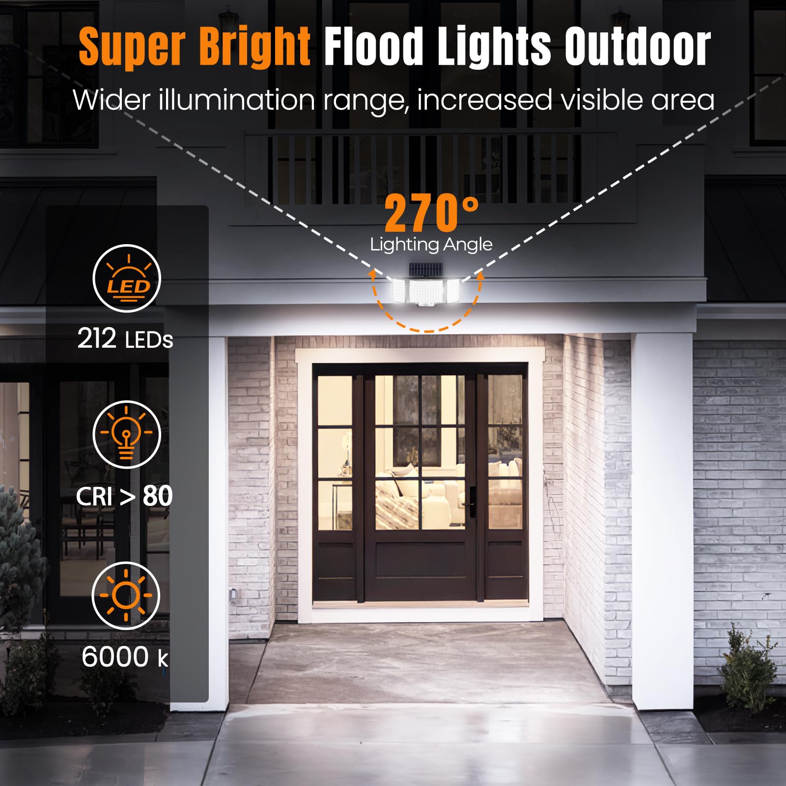 ABODONG solar lights outdoor motion sensor highlights detected movement to deter intruders.