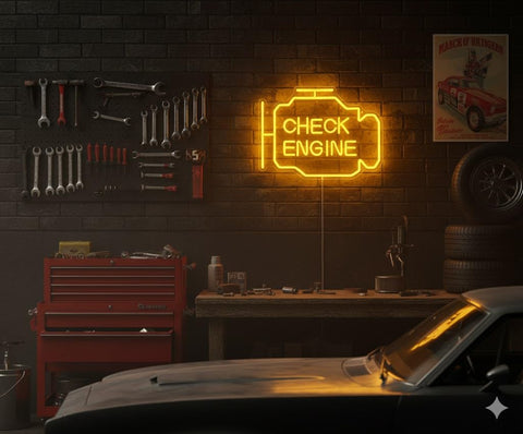 Abooly neon sign emits bright yellow glow ideal for garage lighting accents