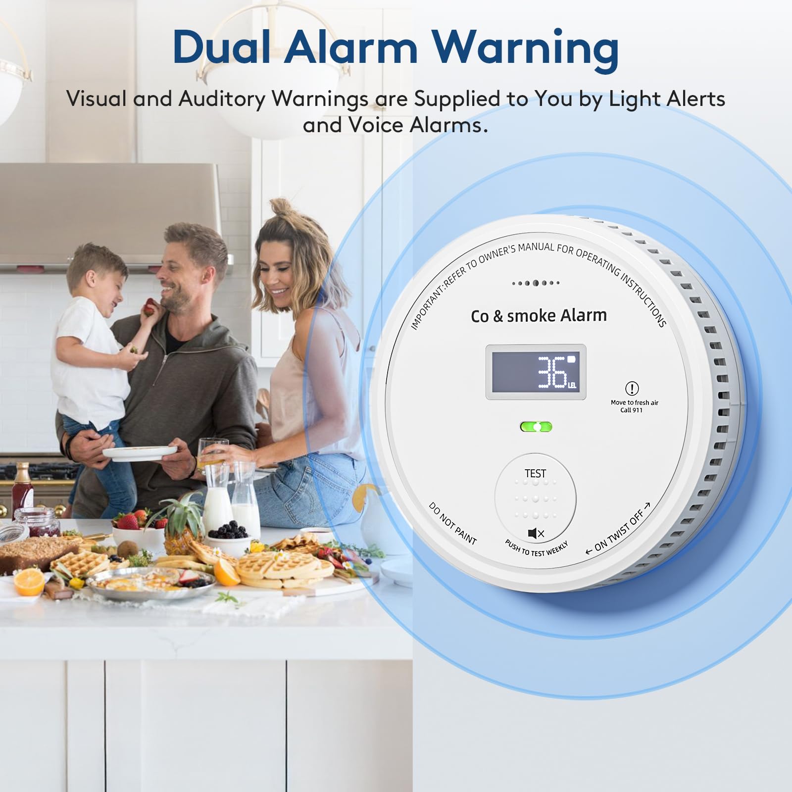 ABORNI 2-in-1 detector emits 85dB alarm for quick alerts