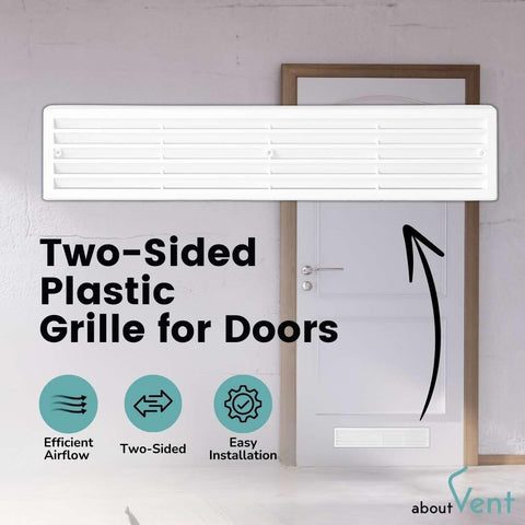 About Vent two-sided louvered design improves airflow from both door sides.
