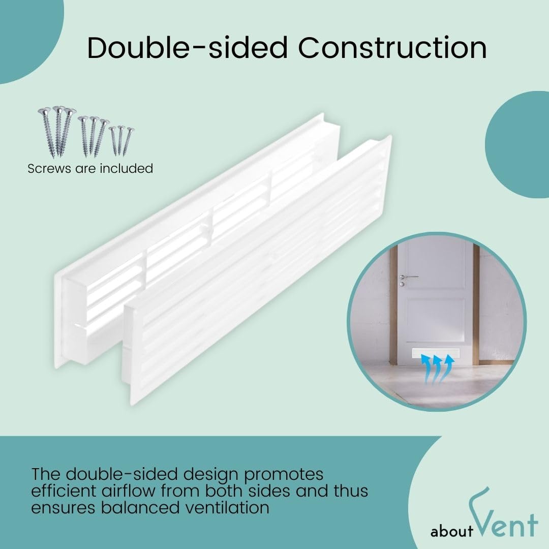 About Vent white interior door vent cover blends with decor.