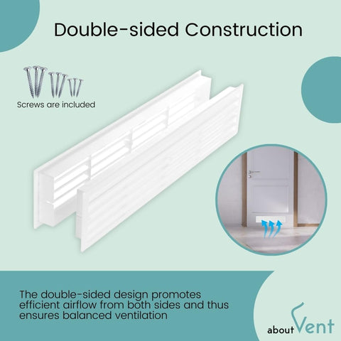 About Vent white interior door vent cover blends with decor.