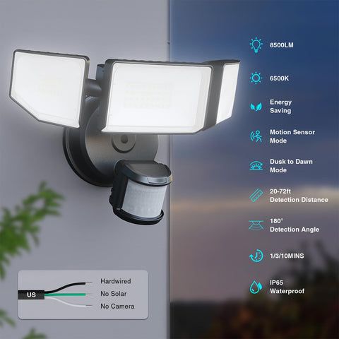 Abovizo motion sensor close-up showing 180° range up to 72 ft for responsive security.