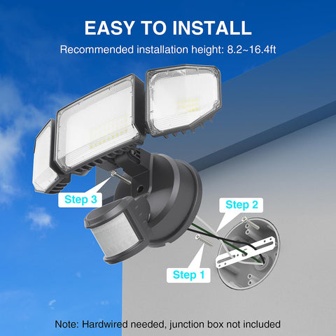 Abovizo outdoor flood light ideal for garage, porch, or walkway.