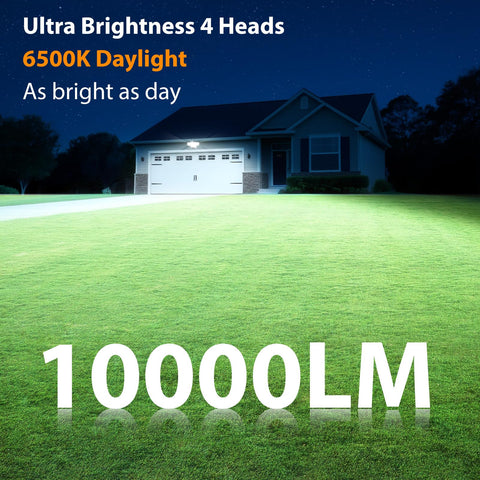 Abovizo 90W flood light demonstrates dusk-to-dawn automatic activation at night.